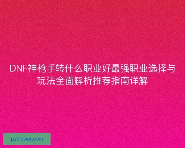 DNF神枪手转什么职业好最强职业选择与玩法全面解析推荐指南详解